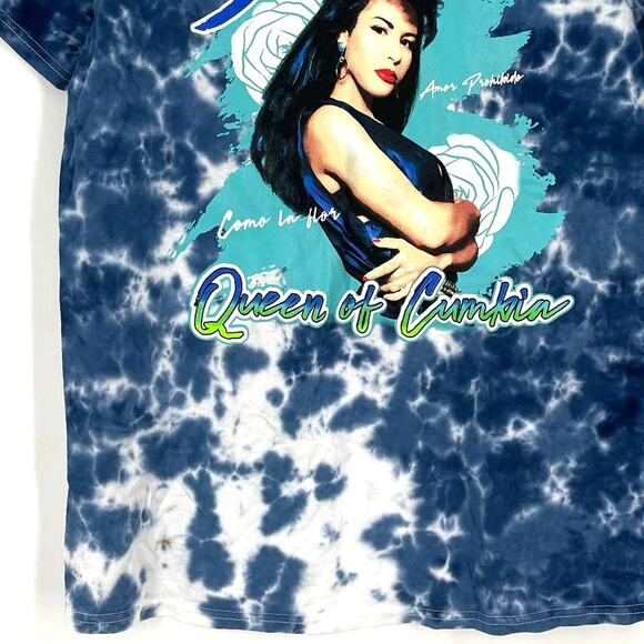Selena Queen Of Cumbia Portrait Tie Dye T-Shirt Blue Size Medium NWOT - Picture 7 of 7